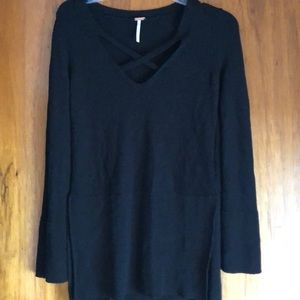 Free people long cris-cross sweater